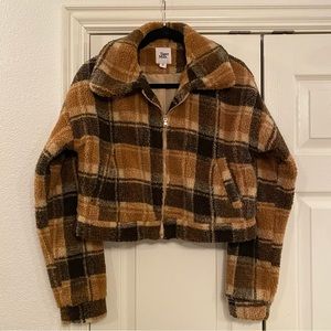 TIGER MIST BROOKLYN PLAID TEDDY JACKET SIZE SMALL